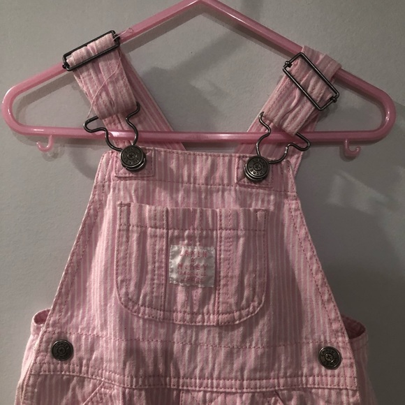 Pink and White Stripe Overalls Lakin McKey Girl - Picture 2 of 7